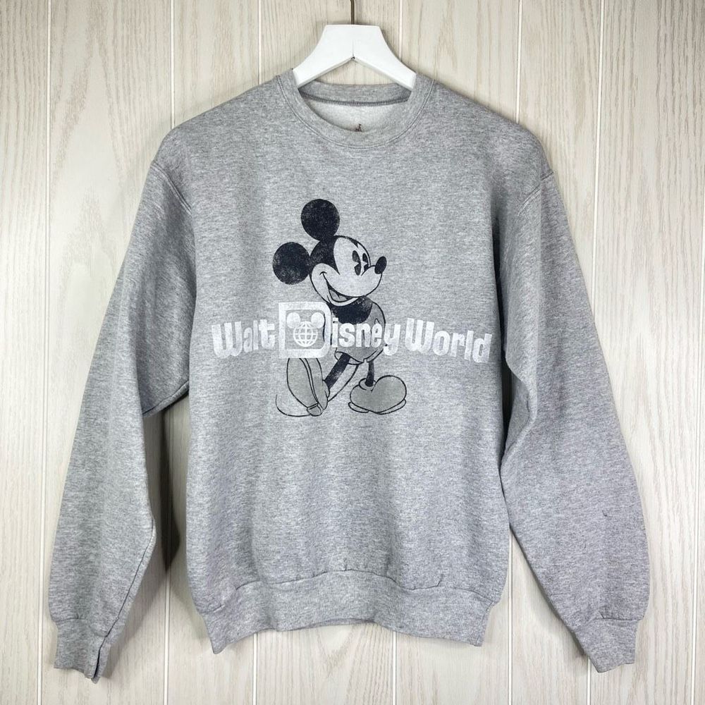 Hanes Women's Gray Walt Disney World Crew Neck Pullover Fleece Sweatshirt Size S